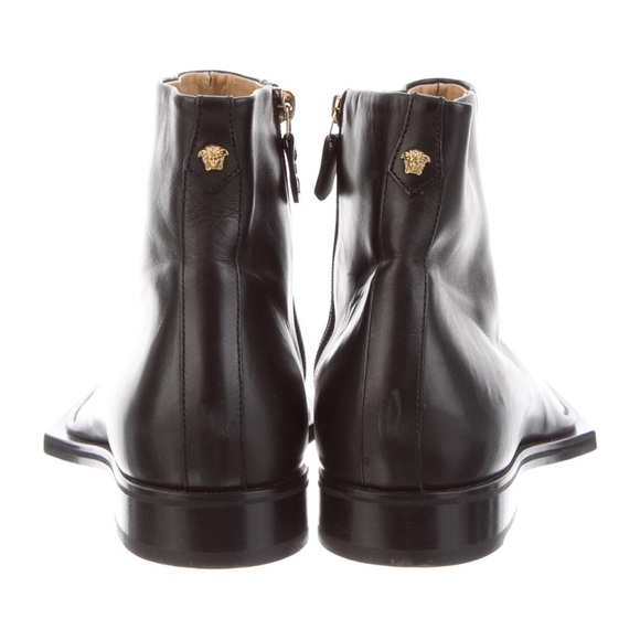 VERSACE Black Leather Ankle Boots Size 13/EU46 - Picture 2 of 10